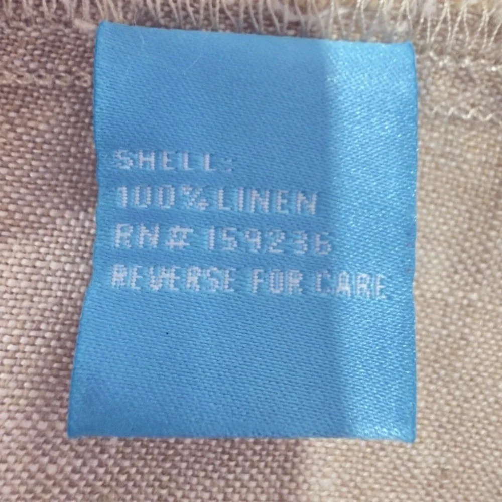 J. McLaughlin Linen Tunic Dress Beige Pintuck Roll Tab Sleeve XL - Picture 4 of 9